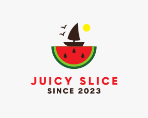 Sail Boat Watermelon  logo design