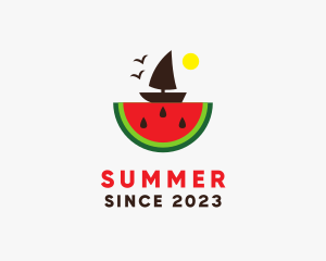 Sail Boat Watermelon  logo design