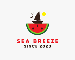 Sail Boat Watermelon  logo design