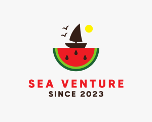 Sail Boat Watermelon  logo design