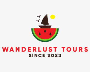 Sail Boat Watermelon  logo design