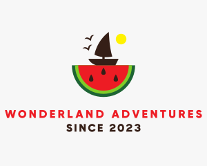 Sail Boat Watermelon  logo design