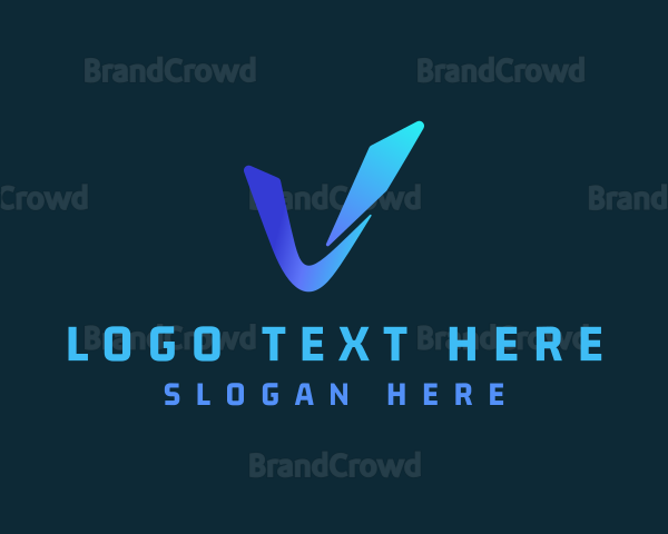 Blue Gradient Letter V Logo