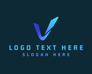 Application - Blue Gradient Letter V logo design