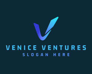 Blue Gradient Letter V logo design