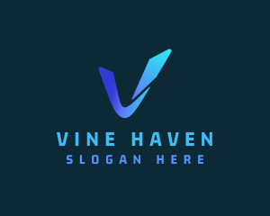 Blue Gradient Letter V logo design