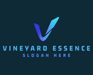 Blue Gradient Letter V logo design