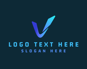 App - Blue Gradient Letter V logo design