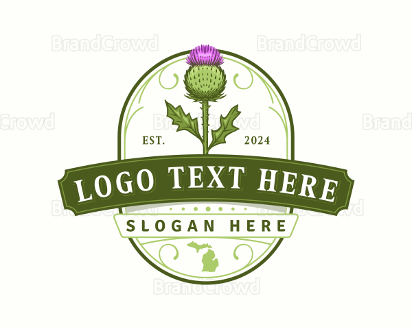 Michigan Thistle Flower Logo