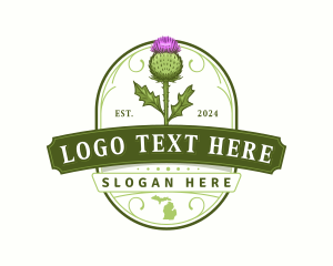 Michigan Thistle Flower Logo