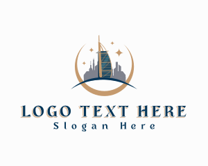 Date Palm - Building Tower Architecture Landmark logo design