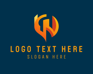 Orange Tech Letter W  Logo