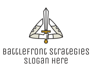 Warfare - Handheld Sword Warrior logo design