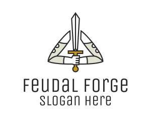 Feudal - Handheld Sword Warrior logo design