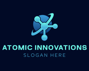 Atomic - Blue Atom Laboratory logo design