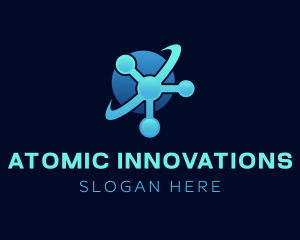 Atom - Blue Atom Laboratory logo design