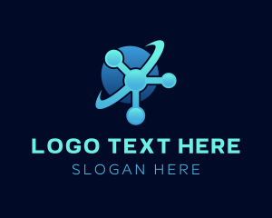 Atomic - Blue Atom Laboratory logo design