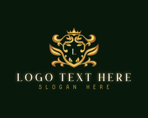 High End - Crown Shield Leaf logo design