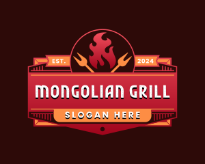 Flame Grill Barbecue logo design