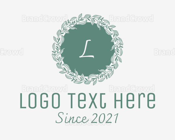 Botanical Green Wedding Wreath Logo