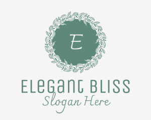 Botanical Green Wedding Wreath Logo