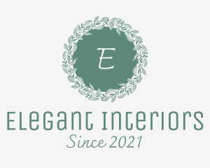 Botanical Green Wedding Wreath logo design