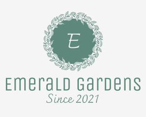 Botanical Green Wedding Wreath logo design