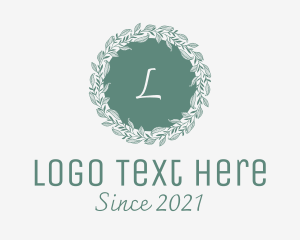 Beauty Parlor - Botanical Green Wedding Wreath logo design