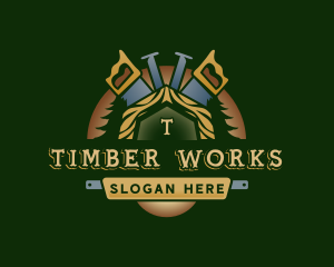 Saw Lumberjack Carpentry logo design