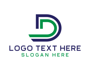 Alphabet - Modern Stripe Tech Letter D logo design