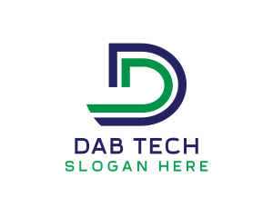 Modern Stripe Tech Letter D logo design