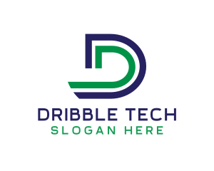 Modern Stripe Tech Letter D logo design