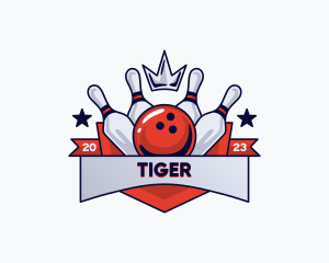 Bowling Pin - Crown Sports Bowling Alley logo design