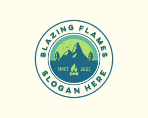 Bonfire - Mountain Outdoor Camping logo design