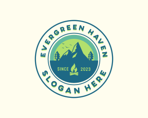 Trees - Mountain Outdoor Camping logo design