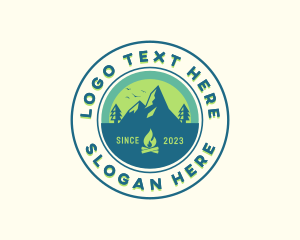 Bonfire - Mountain Outdoor Camping logo design