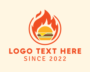Food Cart - Flaming Burger Restaurant logo design