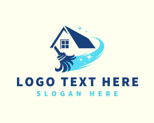 Shiny House Cleaning Mop logo design