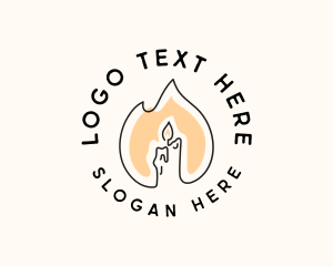 Religious - Candle Fire Monoline logo design