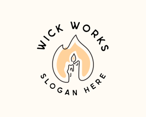 Wick - Candle Fire Monoline logo design