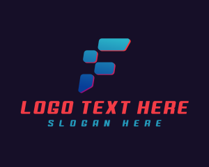Application - Tech Gaming Digital Letter F logo design