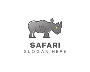 Safari Rhino Cartoon logo design