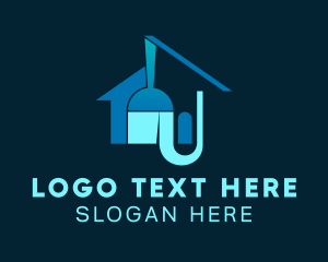 Clean - House Broom Cleaning logo design