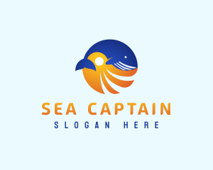 Sea Whale Sun logo design