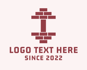 Barbell - Brick Dumbbell Gym logo design