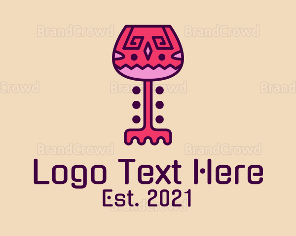 Wine Glass Ethnic Logo