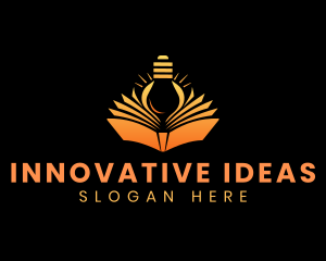 Knowledge Book Lightbulb logo design