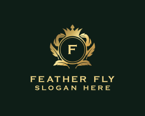 Elegant Feather Crown logo design