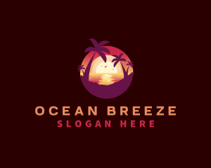 Miami - Sunset Vacation Beach logo design