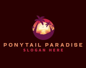 Sunset Vacation Beach logo design